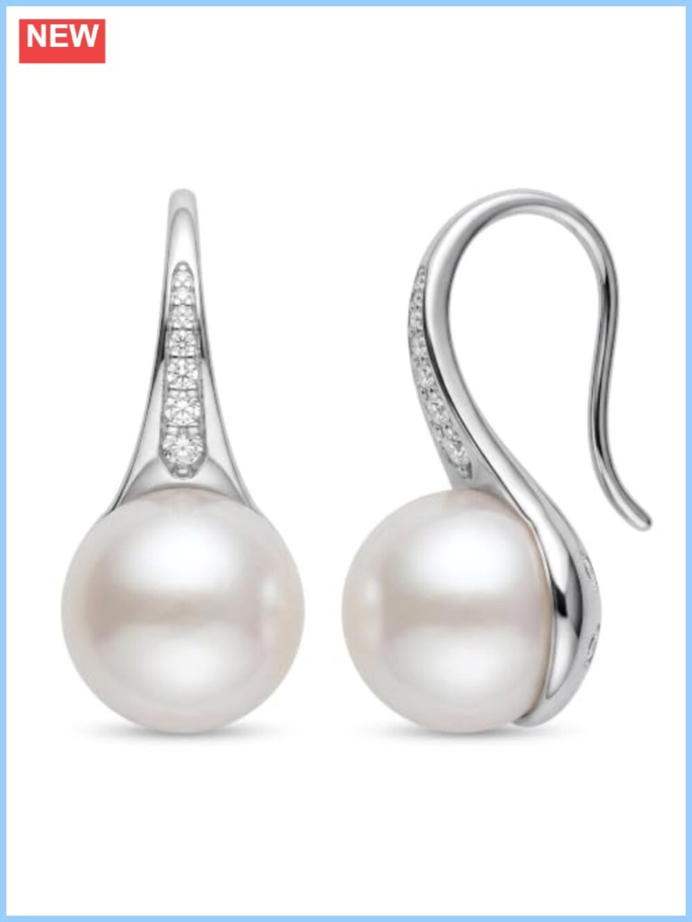 10mm Natural Freshwater Pearl Dangle Earrings 925 Sterling Silver